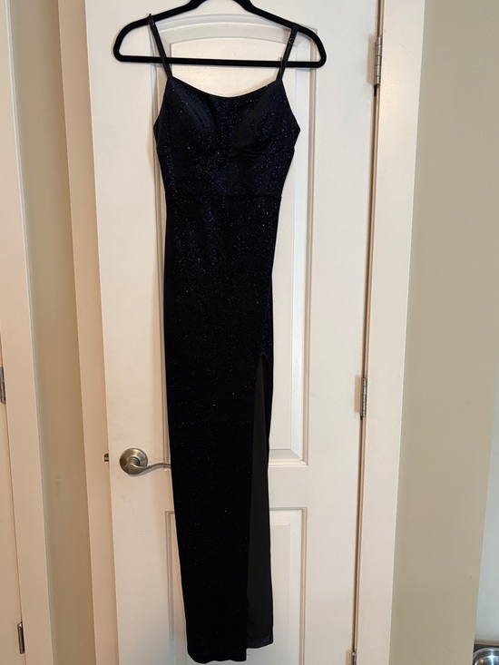 Teeze Me Dresses & Skirts - Elegant Blue Sparkle Slip Dress with Side Slit